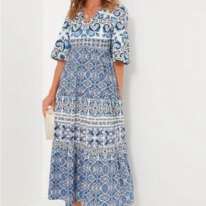 Tuckernuck Blue and White Long Sleeve Dress